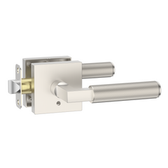 ZR01-098A Satin Champagne Bronze Door Levers, Knurled Square Rosette | Privacy, Passage, Dummy