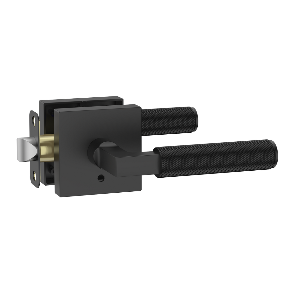 ZR01-098A Satin Champagne Bronze Door Levers, Knurled Square Rosette | Privacy, Passage, Dummy