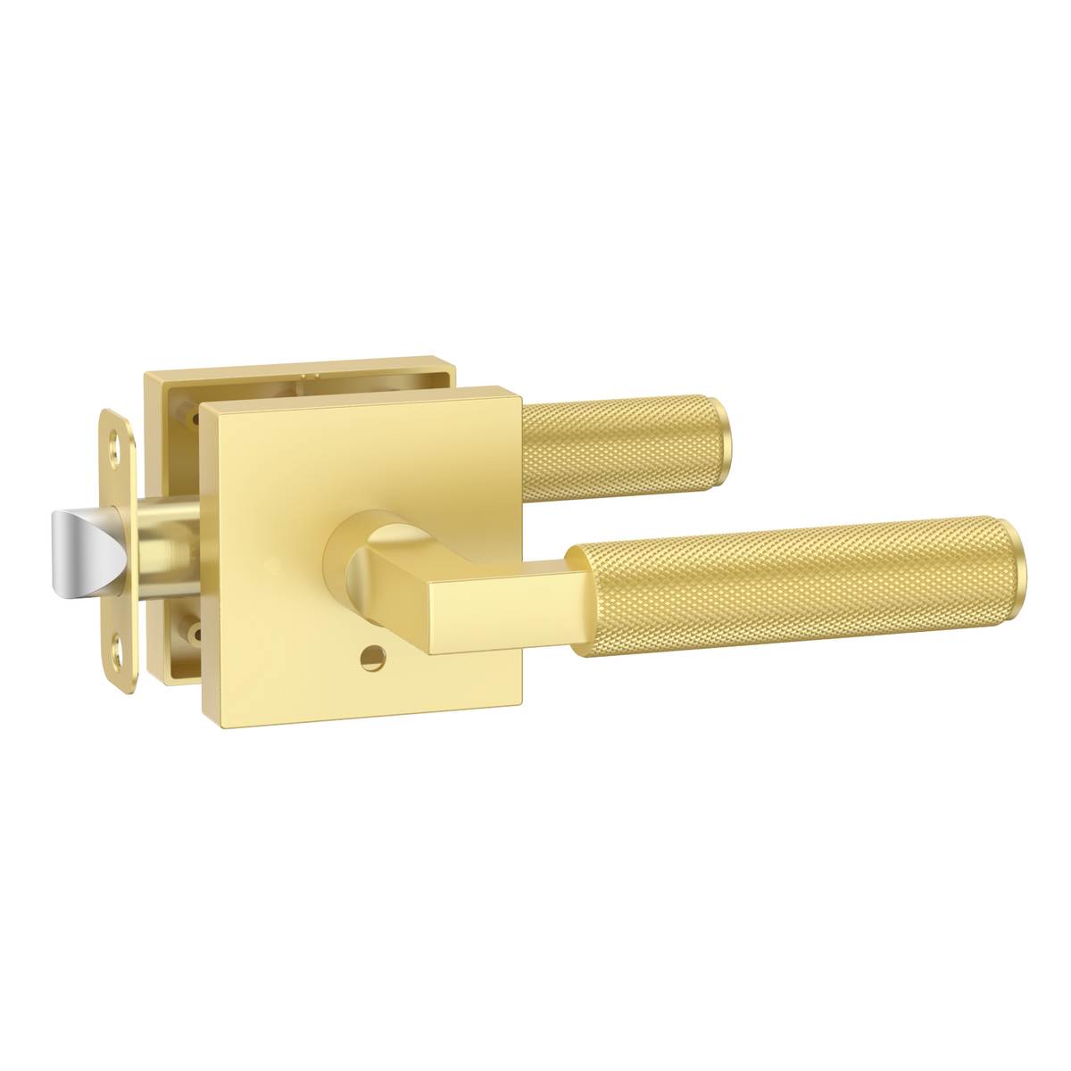 ZR01-098A Satin Champagne Bronze Door Levers, Knurled Square Rosette | Privacy, Passage, Dummy