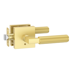 ZR01-098A Satin Champagne Bronze Door Levers, Knurled Square Rosette | Privacy, Passage, Dummy