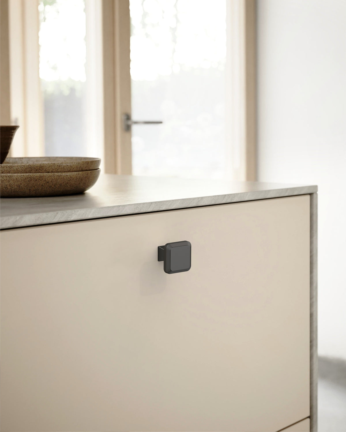 DESIGN1005 Sleek Modern Matte Black Cabinet Knobs | Beveled Edge Square Drawer Pulls