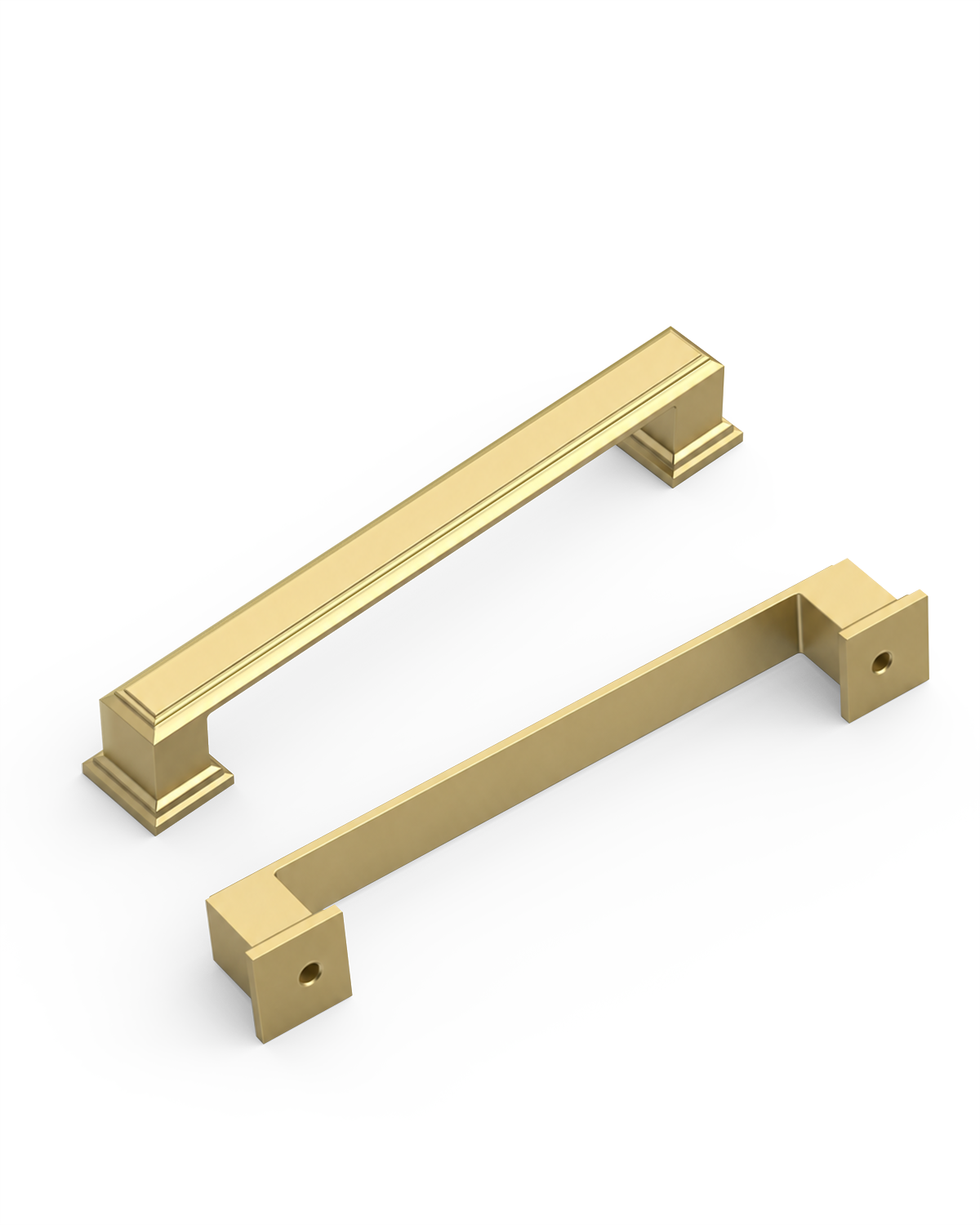 DESIGN2044 Heavy-Duty Transitional Handles for White Cabinets & Shaker Drawers | 3-3/4" Cabinet Pulls, Brushed Gold