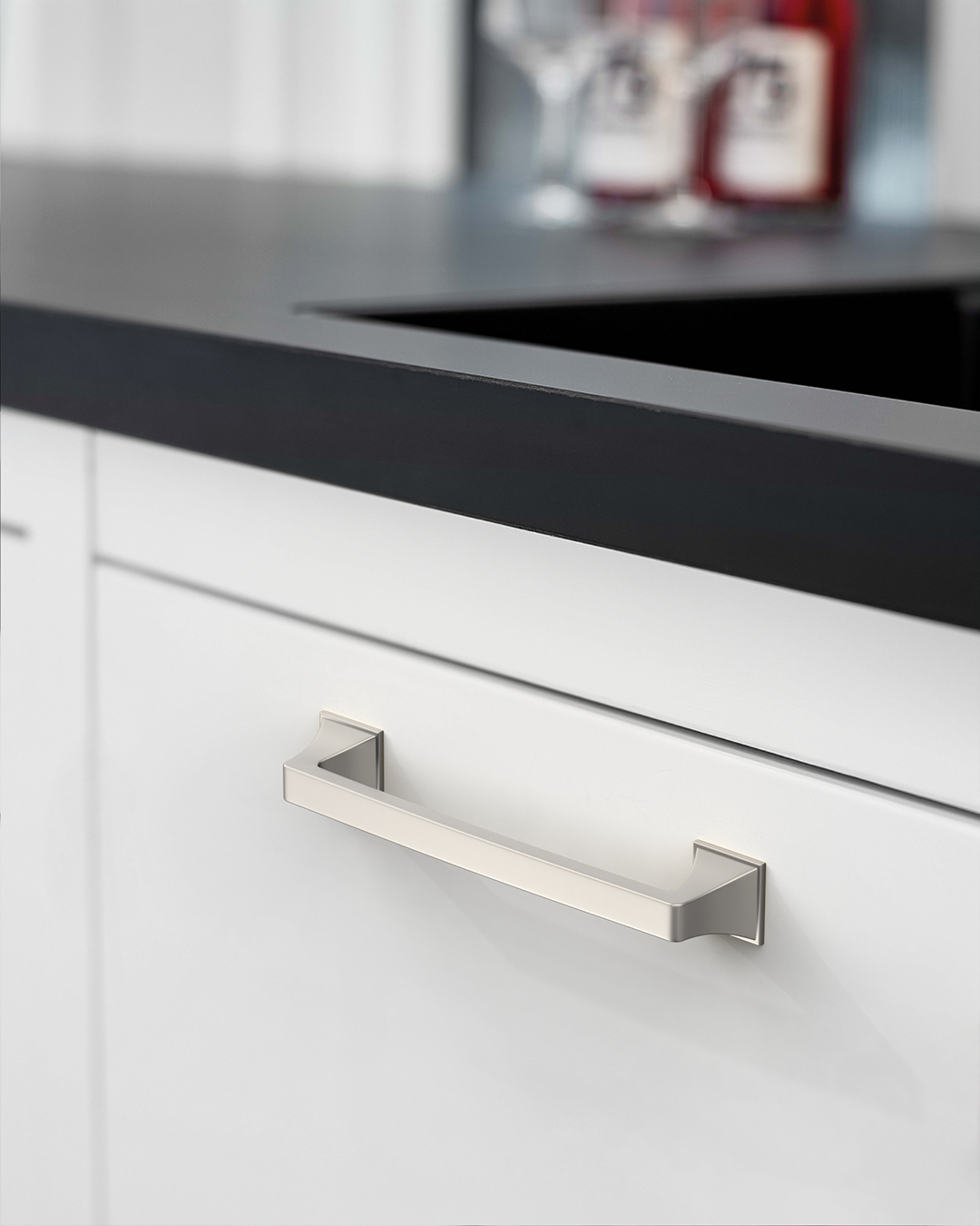 DESIGN2461 Matte Black Solid Metal Transitional Arch Pull for Kitchen & Bath | 3-3/4" Cabinet Handles