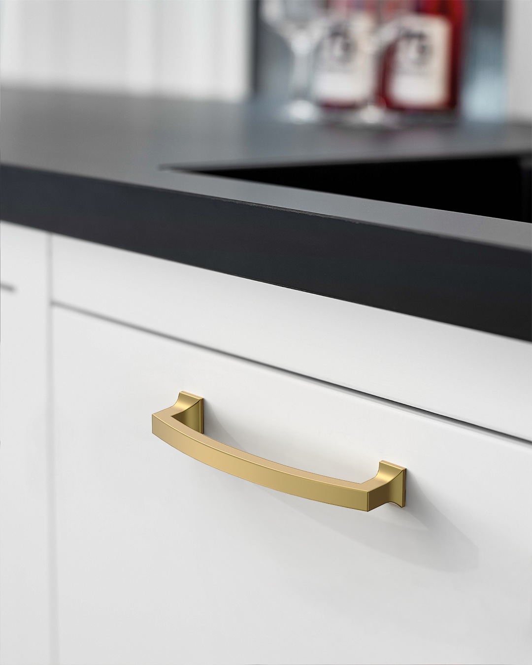 DESIGN3781 Champagne Bronze Curved Cabinet Handles - Heavy-Duty Square Foot Drawer Hardware (5" )