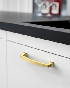 DESIGN3781 Champagne Bronze Curved Cabinet Handles - Heavy-Duty Square Foot Drawer Hardware (5" )
