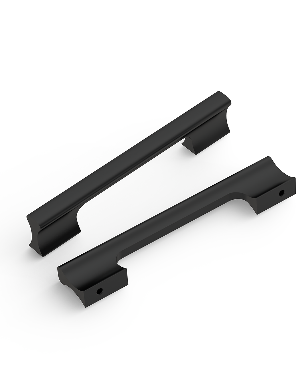 Design4504 Matte Black Solid Metal Concave Bar Pull for Modern Kitchens (5" Hole Center)