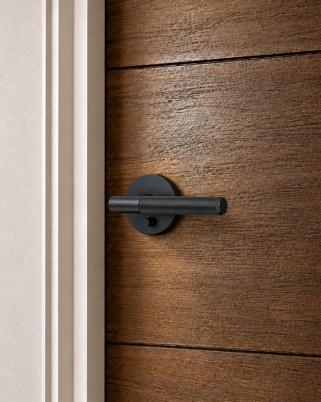 ZR02-124A Matte Black Door Handles | Modern Knurled Lever Door Locks (Privacy, Passage, Dummy)
