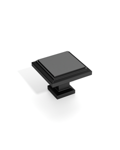 DESIGN1071 Matte Black Modern Square Knobs - Heavy-Duty Kitchen & Dresser Hardware | 1.26" Length