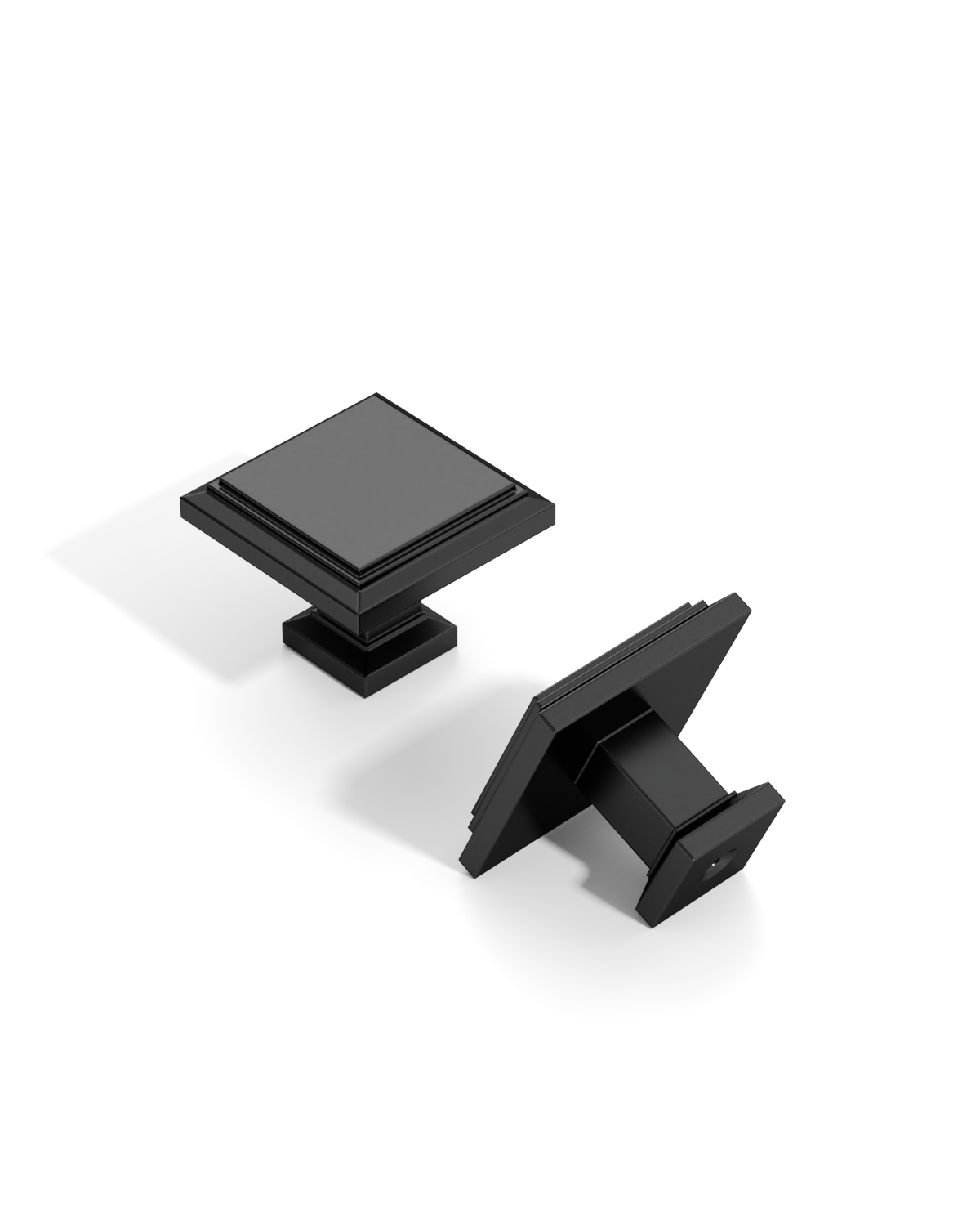 DESIGN1071 Matte Black Modern Square Knobs - Heavy-Duty Kitchen & Dresser Hardware | 1.26" Length