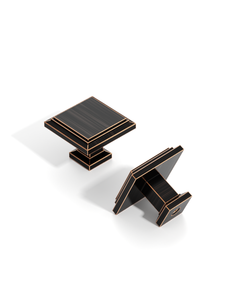 DESIGN1071 Matte Black Modern Square Knobs - Heavy-Duty Kitchen & Dresser Hardware | 1.26" Length