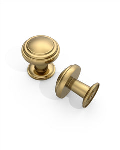 DESIGN1128 Mushroom Knobs for Rustic Shaker Cabinets | 1.3" Diameter, Antique Brass