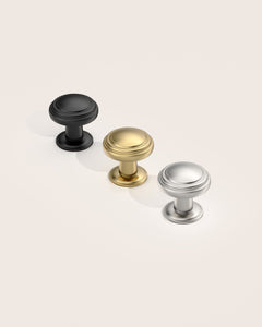 DESIGN1128 Mushroom Knobs for Rustic Shaker Cabinets | 1.3" Diameter, Antique Brass