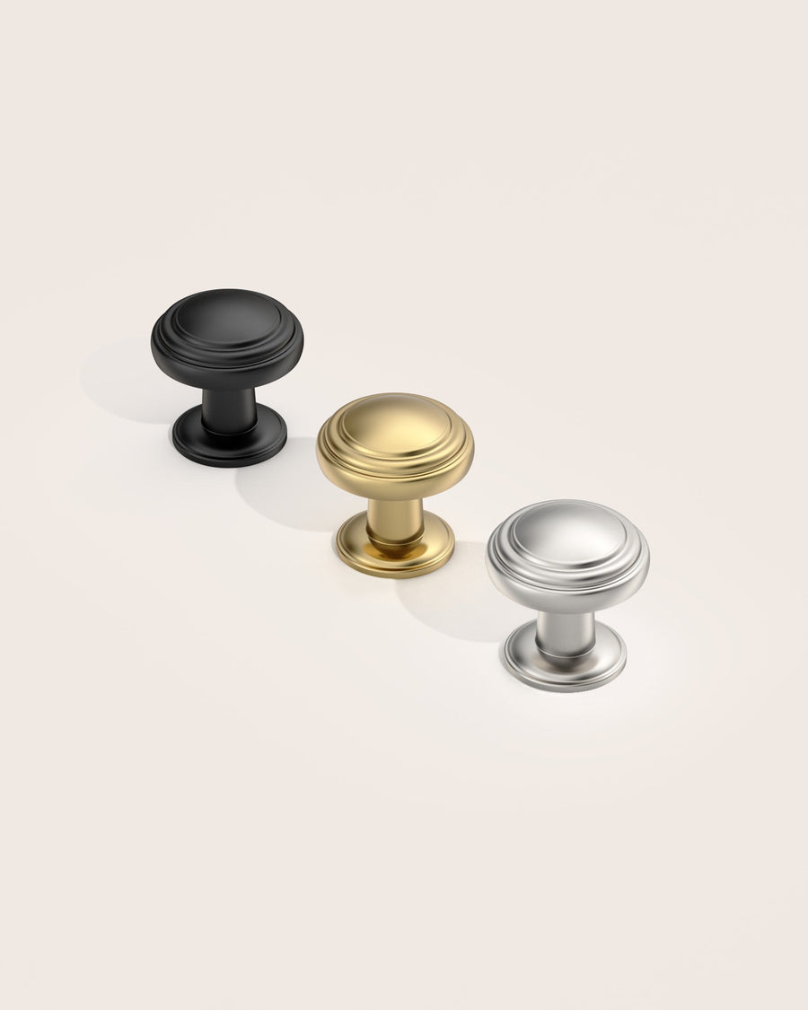 DESIGN1128 Mushroom Knobs for Rustic Shaker Cabinets | 1.3" Diameter, Antique Brass