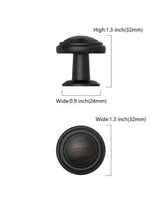 DESIGN1128 Mushroom Knobs for Rustic Shaker Cabinets | 1.3" Diameter, Antique Brass