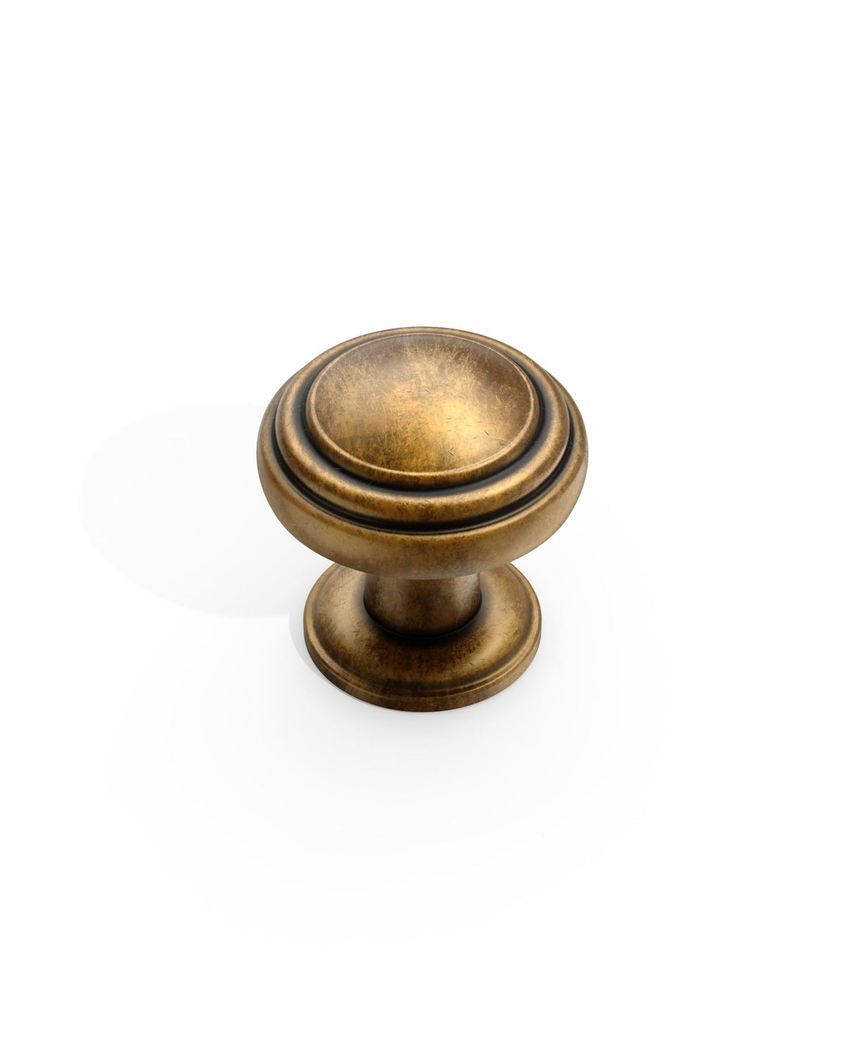 DESIGN1128 Mushroom Knobs for Rustic Shaker Cabinets | 1.3" Diameter, Antique Brass