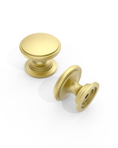 DESIGN1192 Brushed Gold Button Knobs for White & Navy Blue Cabinets | 1.18" Wide