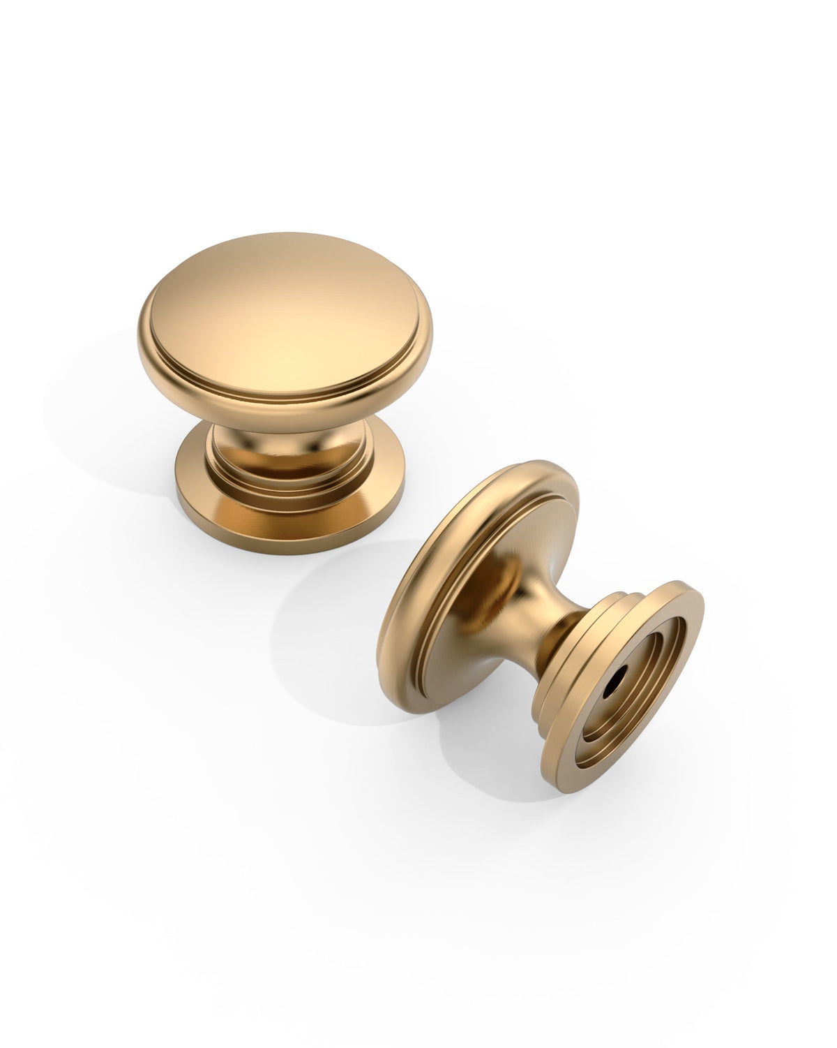 DESIGN1192 Brushed Gold Button Knobs for White & Navy Blue Cabinets | 1.18" Wide