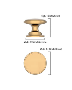 DESIGN1192 Brushed Gold Button Knobs for White & Navy Blue Cabinets | 1.18" Wide