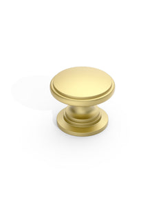 DESIGN1192 Brushed Gold Button Knobs for White & Navy Blue Cabinets | 1.18" Wide