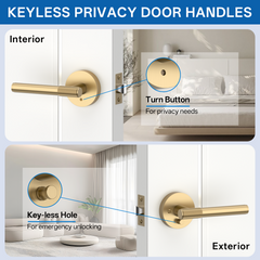 ZR02-123A Champagne Bronze Door Handle Knurled Lever Modern Style | Privacy, Passage, Dummy