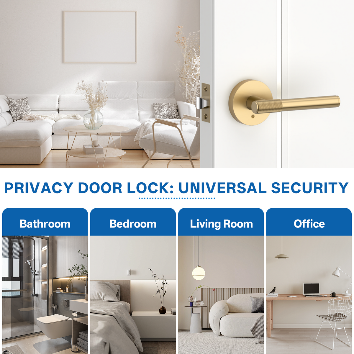 ZR02-123A Champagne Bronze Door Handle Knurled Lever Modern Style | Privacy, Passage, Dummy