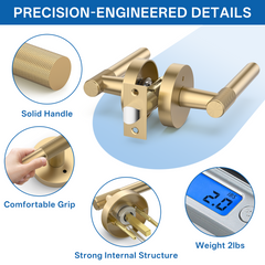 ZR02-123A Champagne Bronze Door Handle Knurled Lever Modern Style | Privacy, Passage, Dummy
