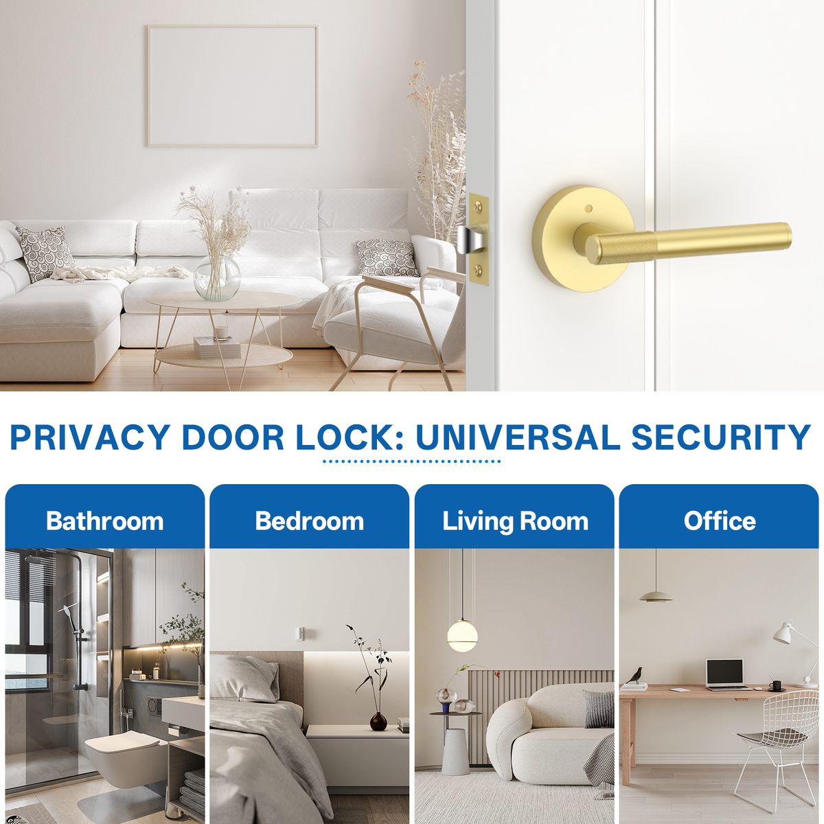 ZR02-123A Champagne Bronze Door Handle Knurled Lever Modern Style | Privacy, Passage, Dummy