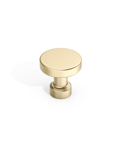 DESIGN1456 Solid Metal Modern Circular Knob for Kitchen & Bath | 1-1/6" , Brushed Brass