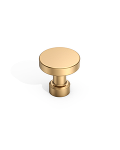 DESIGN1456 Solid Metal Modern Circular Knob for Kitchen & Bath | 1-1/6" , Brushed Brass