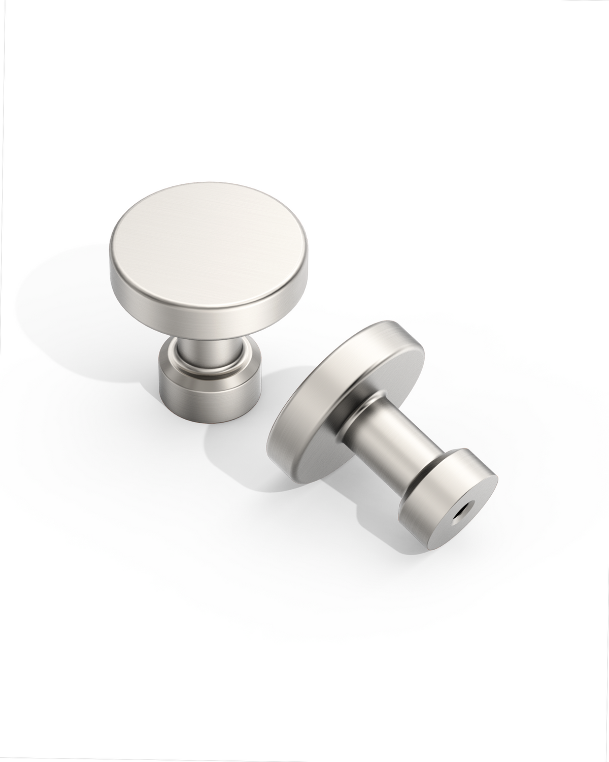 DESIGN1456 Solid Metal Modern Circular Knob for Kitchen & Bath | 1-1/6" , Brushed Brass