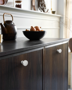 DESIGN1456 Solid Metal Modern Circular Knob for Kitchen & Bath | 1-1/6" , Brushed Brass