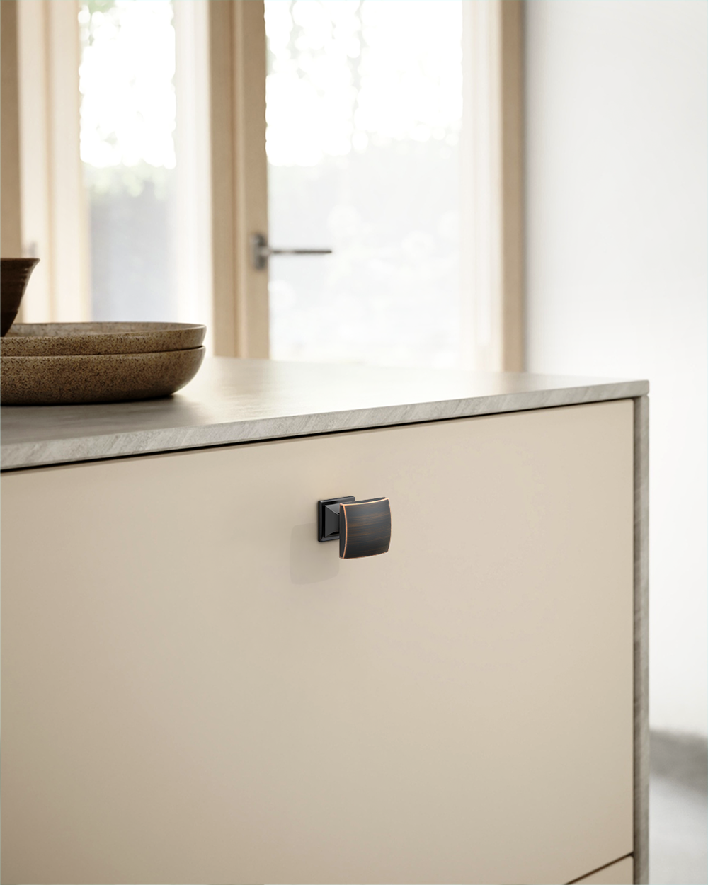 DESIGN1477 Brushed Satin Nickel Curved Top Cabinet Knobs - Heavy-Duty Dresser & Drawer Hardware