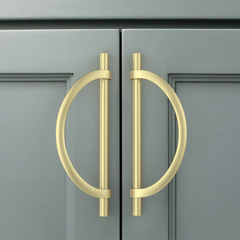 DESIGN3955 Geometric Contemporary Cabinet Pulls | Half Moon Two Tone Drawer Handles