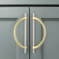 DESIGN3955 Geometric Contemporary Cabinet Pulls | Half Moon Two Tone Drawer Handles