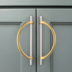 DESIGN3955 Geometric Contemporary Cabinet Pulls | Half Moon Two Tone Drawer Handles