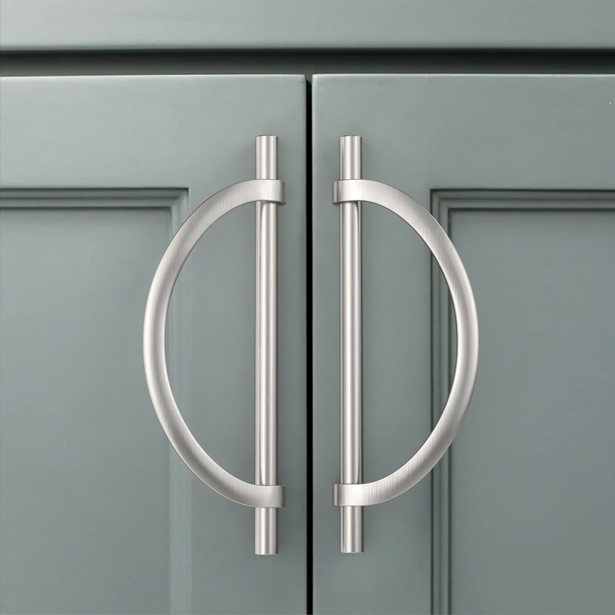 DESIGN3955 Geometric Contemporary Cabinet Pulls | Half Moon Two Tone Drawer Handles