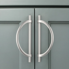 DESIGN3955 Geometric Contemporary Cabinet Pulls | Half Moon Two Tone Drawer Handles