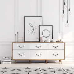 DESIGN3955 Geometric Contemporary Cabinet Pulls | Half Moon Two Tone Drawer Handles