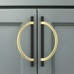 DESIGN3955 Geometric Contemporary Cabinet Pulls | Half Moon Two Tone Drawer Handles