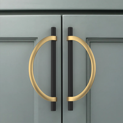 DESIGN3955 Geometric Contemporary Cabinet Pulls | Half Moon Two Tone Drawer Handles