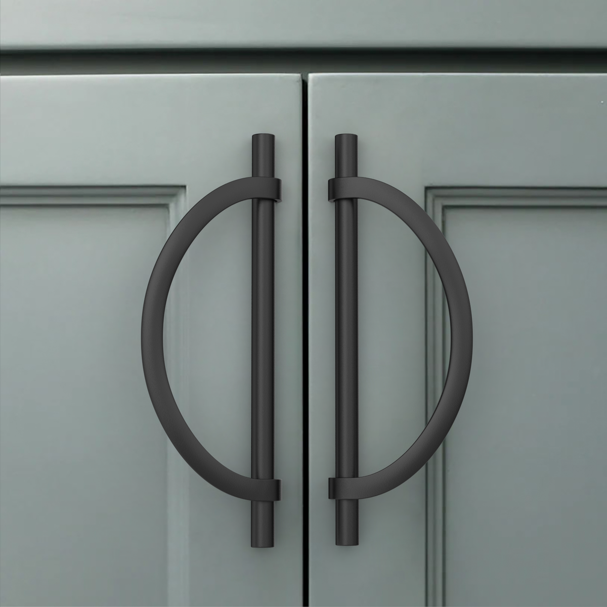 DESIGN3955 Geometric Contemporary Cabinet Pulls | Half Moon Two Tone Drawer Handles