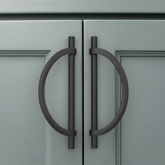DESIGN3955 Geometric Contemporary Cabinet Pulls | Half Moon Two Tone Drawer Handles