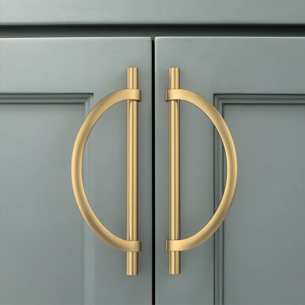 DESIGN3955 Geometric Contemporary Cabinet Pulls | Half Moon Two Tone Drawer Handles