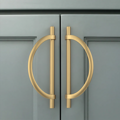 DESIGN3955 Geometric Contemporary Cabinet Pulls | Half Moon Two Tone Drawer Handles
