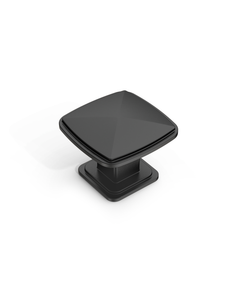 DESIGN1888 Solid Metal Pyramid Cushion Square Knob for Luxury Kitchens (Matte Black)