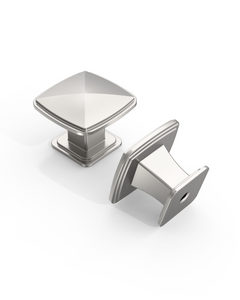 DESIGN1888 Solid Metal Pyramid Cushion Square Knob for Luxury Kitchens (Matte Black)