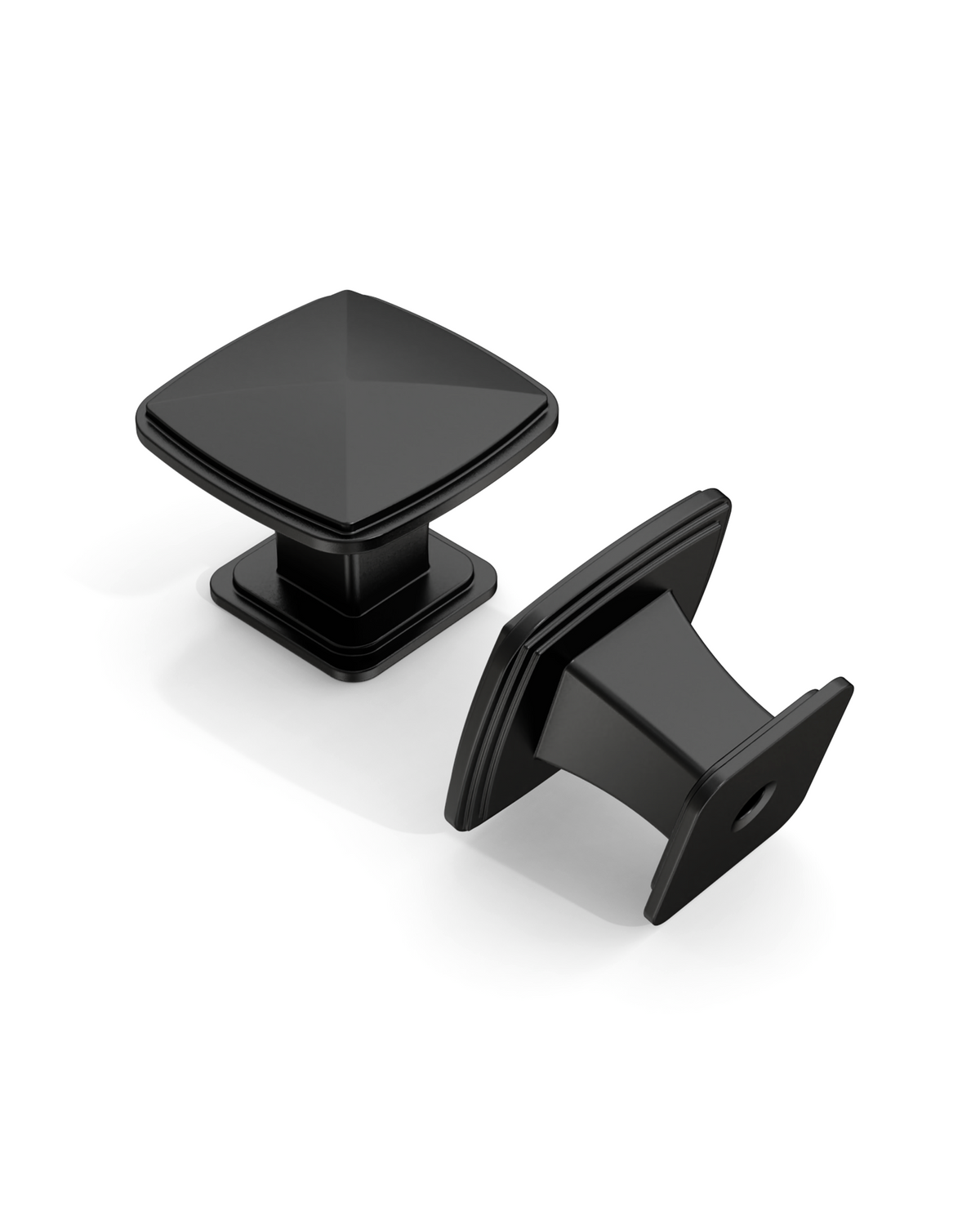 DESIGN1888 Solid Metal Pyramid Cushion Square Knob for Luxury Kitchens (Matte Black)