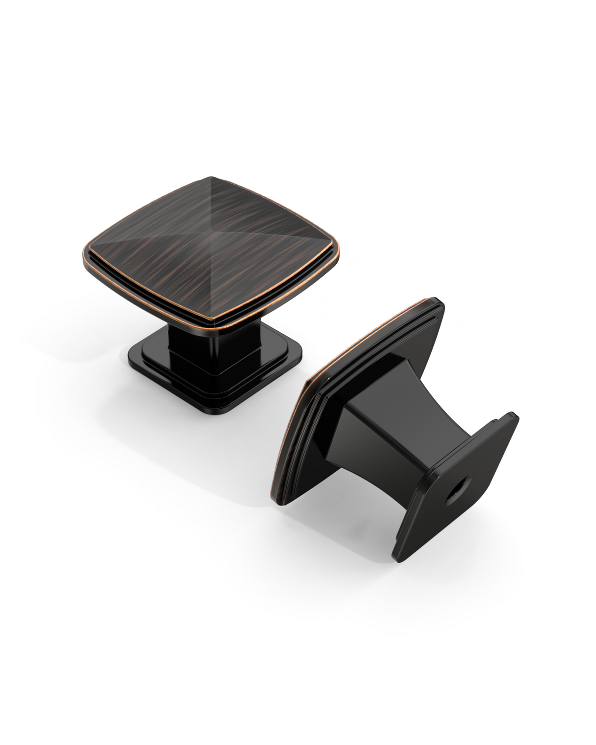 DESIGN1888 Solid Metal Pyramid Cushion Square Knob for Luxury Kitchens (Matte Black)