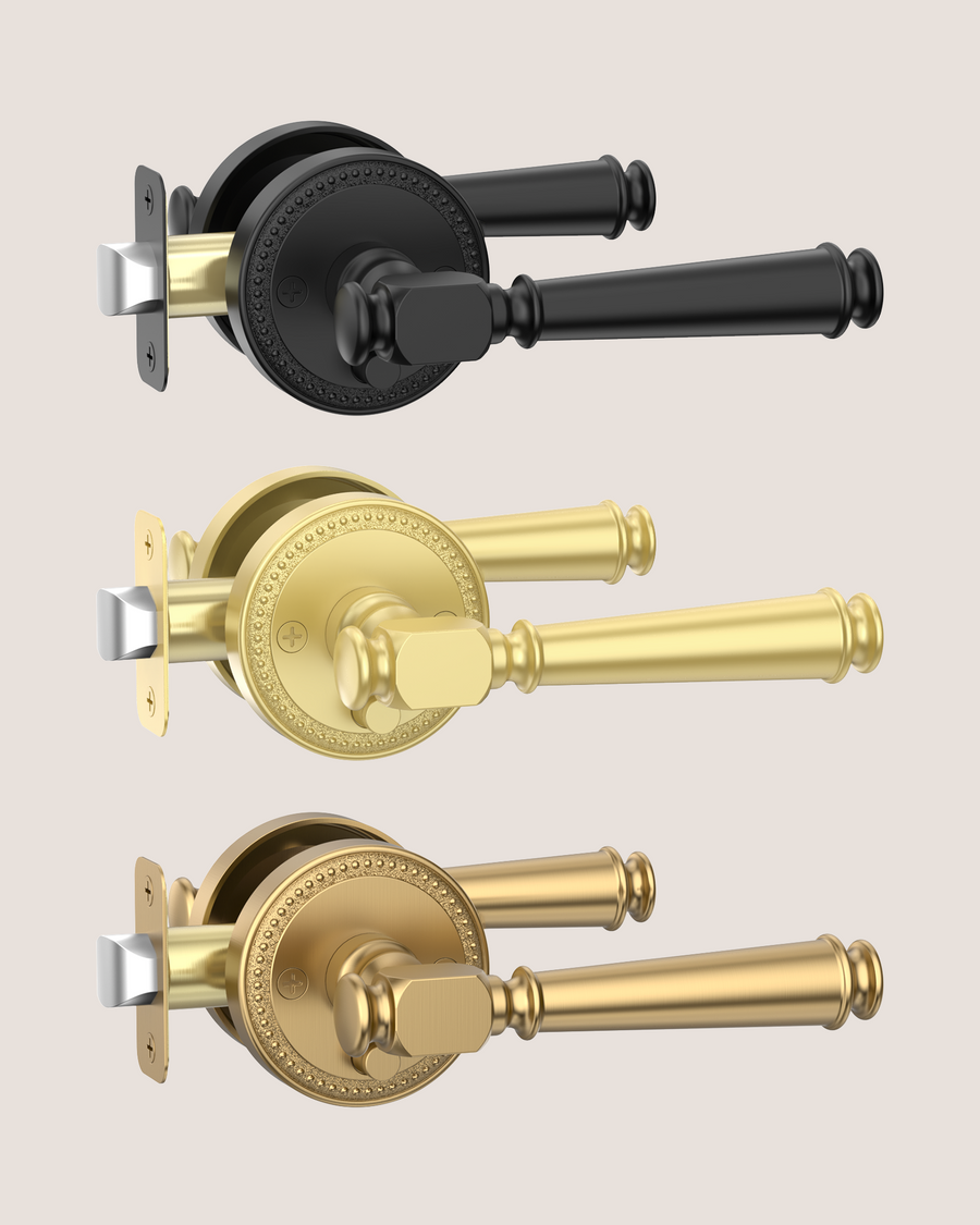 ZR12-054A Modern Heritage Champagne Bronze Door Levers | Beaded Privacy Lever (Privacy, Passage, Dummy)