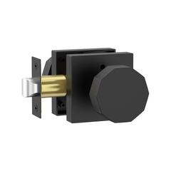 ZR01-101Z Matte Black Door Knobs, Warm Minimalism Octagonal Square Rosette | Privacy